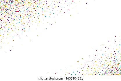 Yellow Celebrate Round Texture. Color Fun Polka Postcard. Carnival Dust Wallpaper. Rainbow Rain Abstract Background.