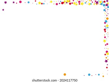 Yellow Celebration Dot Background. Design Star Decoration. Blue Circle Festival Illustration. Element Confetti Decoration.
