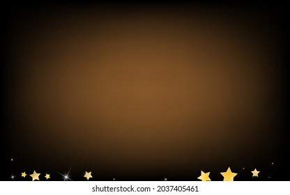 Yellow Celebration Stars Vector Brown Background. Bright Rain Background. Star Pattern. Gold Glamour Shine Banner.