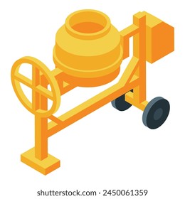 Yellow cement mixer icon isometric vector. Concrete machine. Mix tool