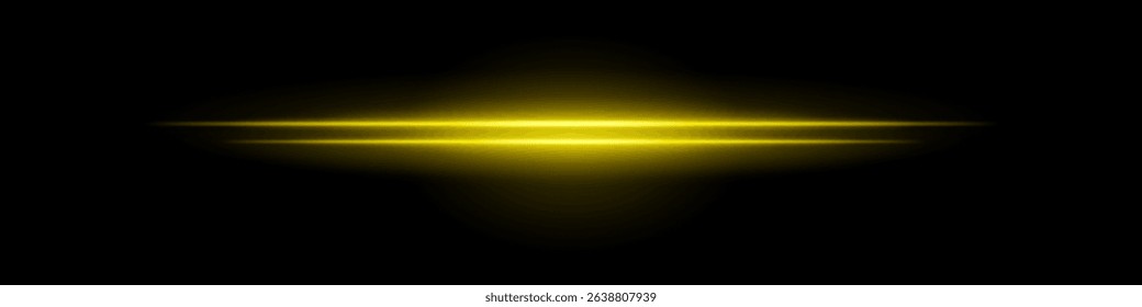 Yellow central glow. Two layered beams with soft radial light burst and blurred edges on dark background. Ideal for sci-fi, light energy, futuristic effects.