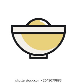 Cereal amarelo fica dentro da tigela ilustração gráfica isolada