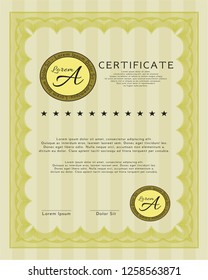 Yellow Certificate of achievement. Customizable, Easy to edit and change colors. Printer friendly. Lovely design. 