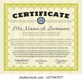Yellow Certificate of achievement. Customizable, Easy to edit and change colors. Printer friendly. Sophisticated design. 