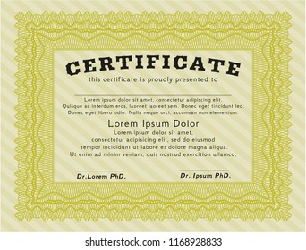Yellow Certificate of achievement. With linear background. Customizable, Easy to edit and change colors. Lovely design. 