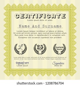 Yellow Certificate of achievement. With quality background. Detailed. Superior design. 