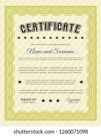 Yellow Certificate of achievement. With quality background. Elegant design. Customizable, Easy to edit and change colors. 