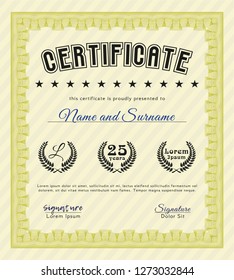 Yellow Certificate of achievement. With quality background. Customizable, Easy to edit and change colors. Good design. 