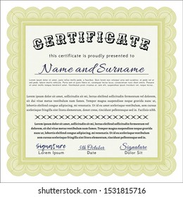 Yellow Certificate of achievement. Retro design. Customizable, Easy to edit and change colors. With complex linear background. 