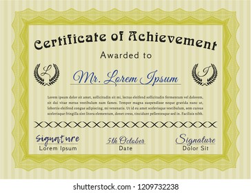 Yellow Certificate Achievement Template Background Vector Stock Vector ...