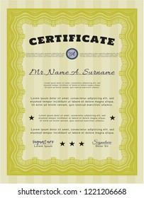 Yellow Certificate of achievement template. Complex background. Modern design. Customizable, Easy to edit and change colors. 