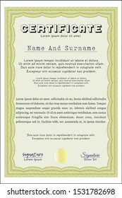 Yellow Certificate of achievement template. Customizable, Easy to edit and change colors. With complex background. Excellent design. 