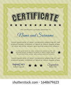 Plantilla de certificado de logro amarillo. Personalizable, Fácil de editar y cambiar de color. Con fondo. Diseño sofisticado. 