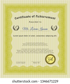 Yellow Certificate Achievement Template Linear Background Stock Vector ...