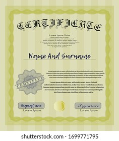 Yellow Certificate. Artistry design. Customizable, Easy to edit and change colors. Complex background. 