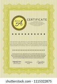 Yellow Certificate. Beauty design. Customizable, Easy to edit and change colors. Easy to print. 