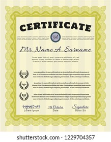 Yellow Certificate. Beauty design. With linear background. Customizable, Easy to edit and change colors. 