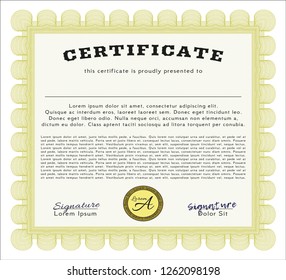 Yellow Certificate. With complex linear background. Retro design. Customizable, Easy to edit and change colors. 