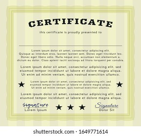 Yellow Certificate. With complex linear background. Retro design. Customizable, Easy to edit and change colors. 