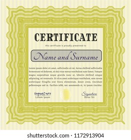 Yellow Certificate. Customizable, Easy to edit and change colors. With quality background. Artistry design. 