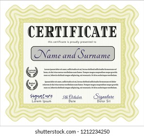 Yellow Certificate. Customizable, Easy to edit and change colors. With complex background. Sophisticated design. 