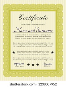 Yellow Certificate. Detailed. With background. Superior design. 