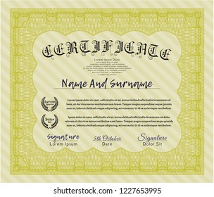 Yellow Certificate. Detailed. With linear background. Beauty design. 