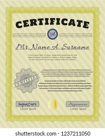 Yellow Certificate or diploma template. Customizable, Easy to edit and change colors. With linear background. Elegant design. 