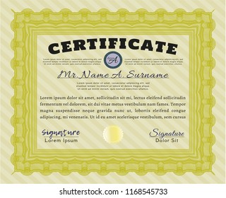 Yellow Certificate or diploma template. With quality background. Customizable, Easy to edit and change colors. Modern design. 