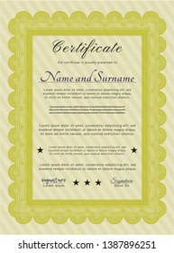 Yellow Certificate or diploma template. Retro design. Customizable, Easy to edit and change colors. Easy to print. 