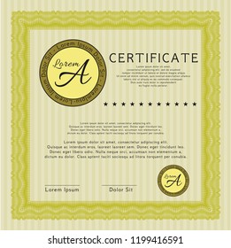 Yellow Certificate. Easy to print. Customizable, Easy to edit and change colors. Sophisticated design. 