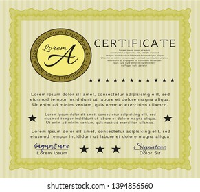 Yellow Certificate. Elegant design. Printer friendly. Customizable, Easy to edit and change colors. 