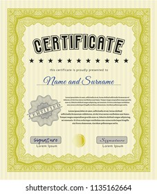 Yellow Certificate. Elegant design. With quality background. Customizable, Easy to edit and change colors. 