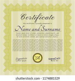 Yellow Certificate. With guilloche pattern. Money Pattern. Customizable, Easy to edit and change colors. 