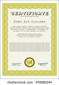 Yellow Certificate. With linear background. Excellent design. Vector illustration. Yellow Certificate. With linear background. Excellent design. Vector illustration.
