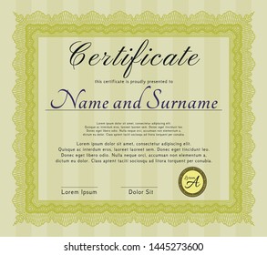 Yellow Certificate. Modern design. With linear background. Customizable, Easy to edit and change colors. 
