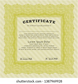 Yellow Certificate. Money design. Customizable, Easy to edit and change colors. With background. 