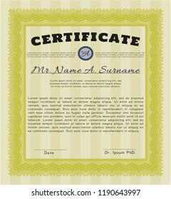 Yellow Certificate. Money Pattern. With background. Customizable, Easy to edit and change colors. 