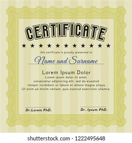 Yellow Certificate. Money Pattern design. Customizable, Easy to edit and change colors. Complex background. 