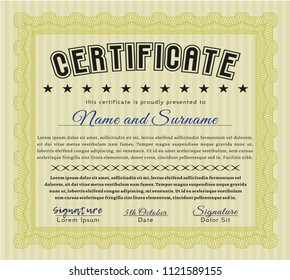 Yellow Certificate. Money Pattern. With linear background. Customizable, Easy to edit and change colors. 