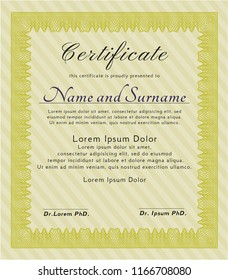 Yellow Certificate. Nice design. Customizable, Easy to edit and change colors. Printer friendly. 