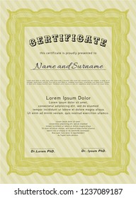 Yellow Certificate. Perfect design. With complex linear background. Customizable, Easy to edit and change colors. 