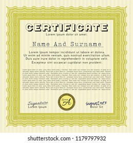 Yellow Certificate. Perfect design. With linear background. Customizable, Easy to edit and change colors. 