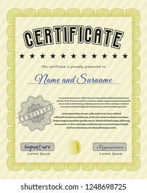 Yellow Certificate. With quality background. Customizable, Easy to edit and change colors. Elegant design. 