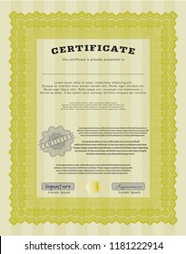 Yellow Certificate. With quality background. Perfect design. Customizable, Easy to edit and change colors. 