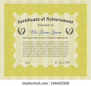 Yellow Certificate. Superior design. Printer friendly. Customizable, Easy to edit and change colors. 