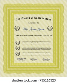 Yellow Certificate template. Detailed. Printer friendly. Nice design. 
