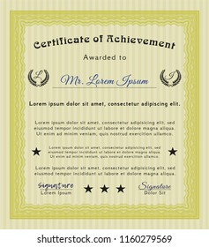 Yellow Certificate template or diploma template. Customizable, Easy to edit and change colors. Printer friendly. Perfect design. 