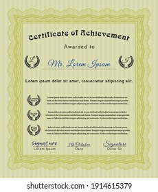 Yellow Certificate template or diploma template.  Modern design.  With quality background.  Customizable, Easy to edit and change colors. 