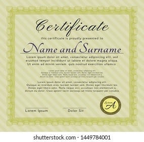 Yellow Certificate Template Diploma Template Retro Stock Vector ...